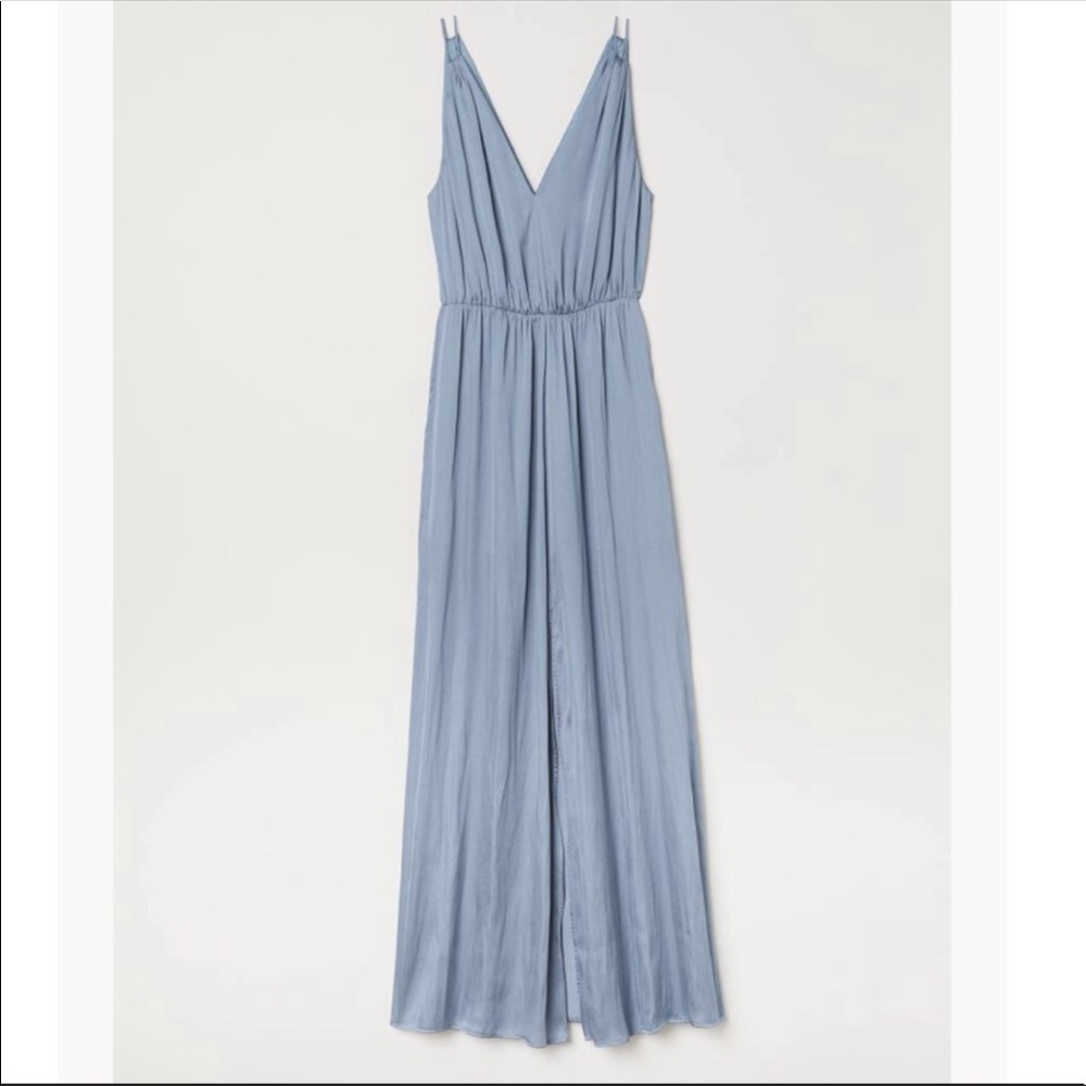 H&M Long Satin V-Neck Maxi Dress